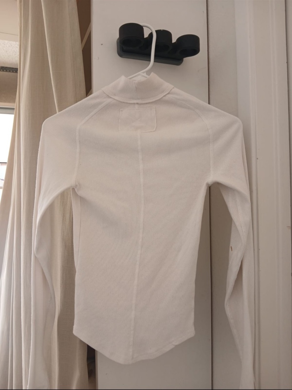 Cream Mock Neck Long Sleeve Knit Top